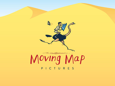 Moving Map Pictures animal cartoon character desert illustration logo map moving ostrich safari