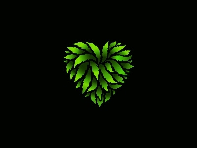 Weedheart cannabis gradient heart icon illustrator leaves logo weed