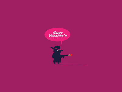 Happy Valentine's comic gun happy mafia rose valentine valentines day illustration