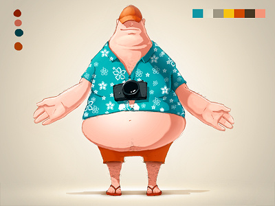 Ludvik, the traveller fat flowers guy illustration shirt travel vacation