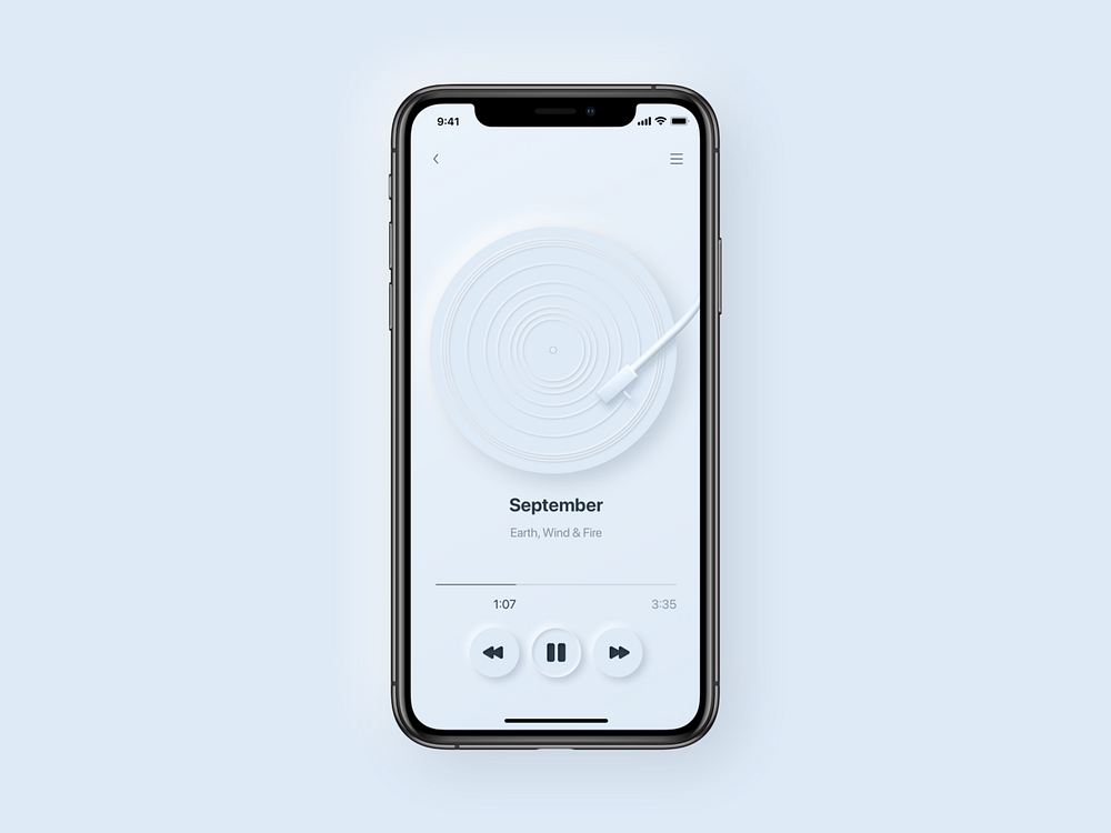 Neumorphic music player by SYMBIO.DESIGN on Dribbble