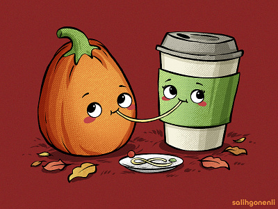 Inevitable Love autumn cartoon children coffee cute funny hand drawn illustration kawaii latte pumpkin spice latte starbucks