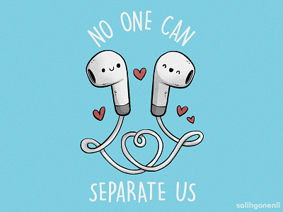 No One Can Separate Us airpods apperal cartoon children cute digital art funny hand drawn illustration tech
