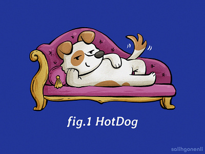 Fig.1 HotDog cartoon children cute digital art dogs editorial food funny hand drawn hotdog illustration
