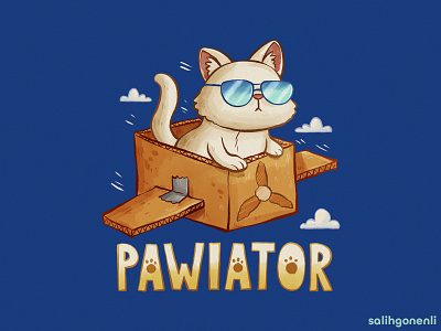 Pawiator cartoon cat children cute digital art hand drawn illustration shirt