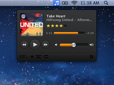 Music Player App app apple application bar black buttons icon icons itunes lion mac music orange os player progress ui x