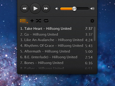 Music Player App app apple application bar black buttons icon icons itunes lion mac music orange os player progress ui x