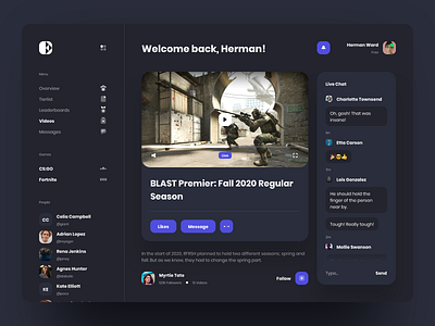 Stemo Dashboard app broadcast broadcasting card creative dashboard design desktop game gaming interface ios landing stream streaming twitch typography ui ux website