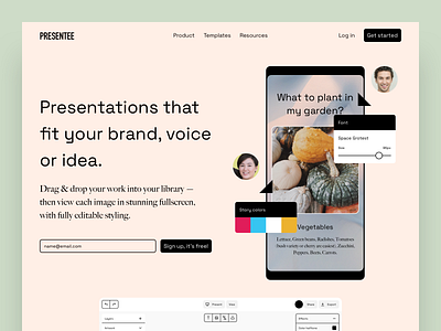 Presentee Pitch Deck Builder Landing Page template