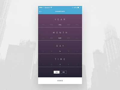 Choose Date Screen for Social App app application branding design flat ios material screen ui uxweb