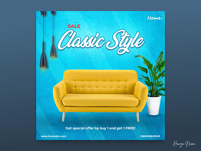 Social Media Banner Ad Design ads design advertisement design blue and yellow furniture design dribbble facebook banners fiverr graphic design hamza naeem inspiration design instagram banners lamp modern graphics photoshop poster design social media banner social media design social media post sofa design trendy designs