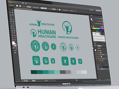 HUMAN HEALTHCARE brand identity branding constructionlogo design graphic design identity design illustration logo ui vector