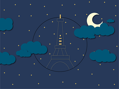 Paris In The Night - Minimal Illustration