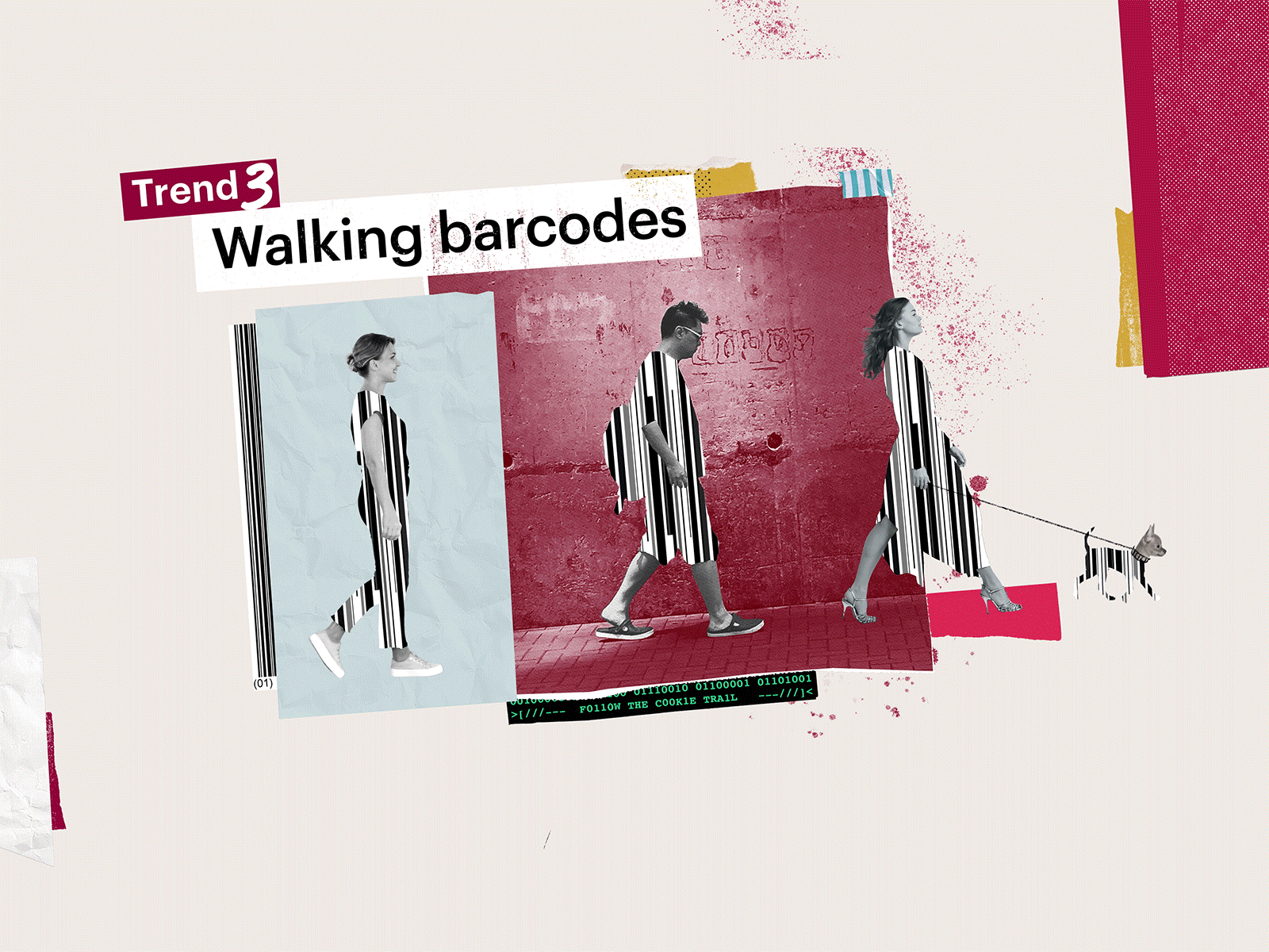 Trend 3 - Walking Barcodes animation animation design branding collage collage art collages design illustration photoshop typography
