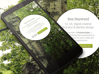 Simple responsive site circle green mobile self promotion trees ui webdesign