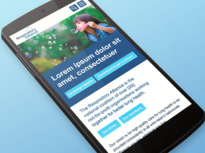 Charity website - mobile layout blue charity mobile responsive ui website