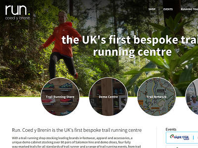 Run. Coed y Brenin mobile run trail running ui ux website