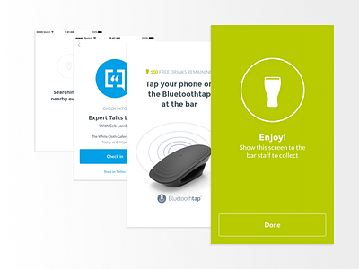 Tap Pass Screens app bluetooth hotspot ios mobile ui ux