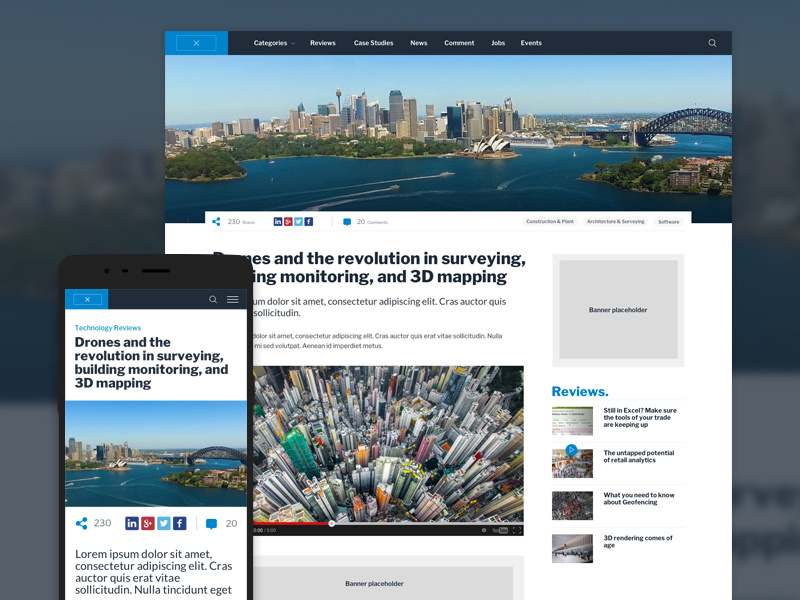 Editorial layout technology website responsive ux ui magazine editorial