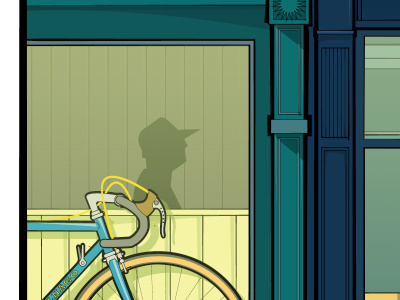 Window view bikes cycles drawing illustration