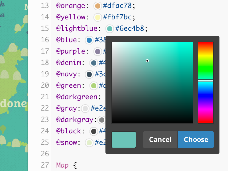 Color picker for Mapbox Studio by Saman Bemel-Benrud on Dribbble