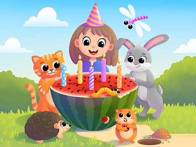 Happy Birthday! animals art baby toys book book cover book illustrator cartoon character design character development children illustration childrens childrens illustrator childrens products childrens toys design illustration kids illustrator toys