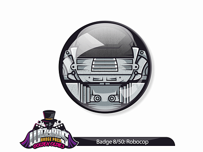 Daily Challenge 8/50: Robocop (1987) badge collection golden illustration oldie pin print robocop sticker vector