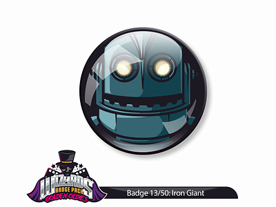 Daily Challenge 13/50: The Iron Giant (1999) badge daily design dribbble giant graphic iron pin sticker the