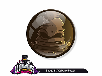 Daily Challenge 31/50: Harry Potter (2001) badge design graphic harrypotter hogwarts illustration leather magic pin sortinghat sticker wizard
