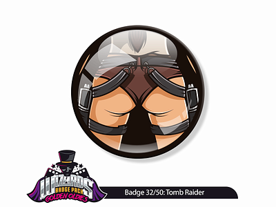 Daily Challenge 32/50: Tomb Raider (2001) adobeillustrator daily dribble graphicdesign illustration laracroft pins sticker tombraider vectorart