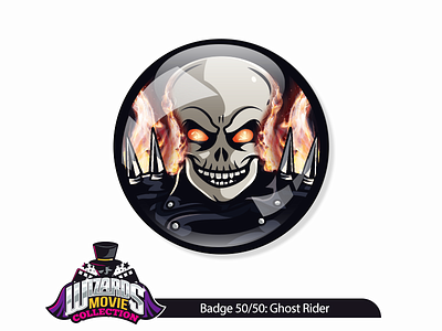 Movie concept 50/50: Ghost Rider (2007) badge design evil fire ghost illustration pin rider sticker vectorart wizard