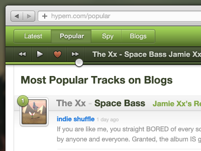 Hype Machine UI (for fun)