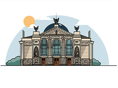 Lviv opera house dribbble illustration lineart ukraine vector vectorgrafic