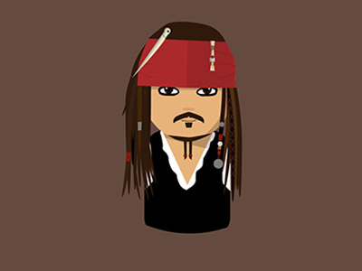 I want to introduce you Jack Sparrow. Captain Jack Sparrow! beard character famous flat illustration vector