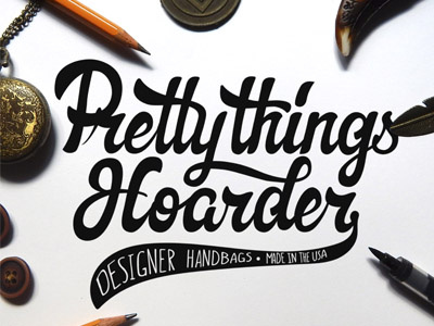 Pretty things hoarder brush brushpen calligraphy composition handlettering lettering logo design typography