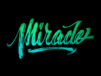 Miracle handlettering black brush brushpen calligraphy composition green handlettering lettering logo design miracle typography