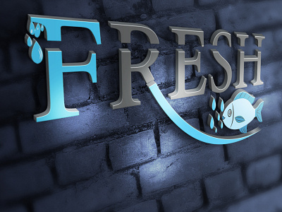 LOGO FRESH FISH 3d branding graphic design logo