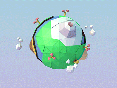 Tamari planet 3d animation clouds particles planet tree water
