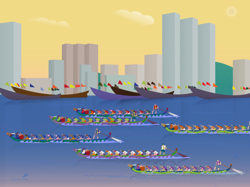 Dragon Boat Festival in China! china dragon boat festival flat illustrator 2d