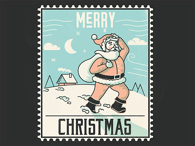 Santa 2018 3 color adobe illustrator hollidays merrychristmas santa stamp vintage