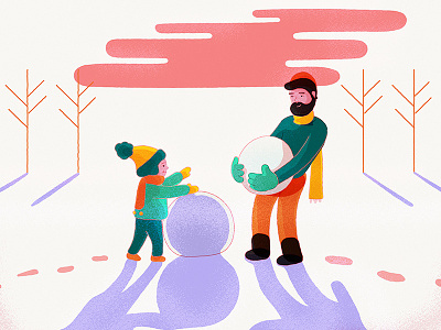 Me And Son In Snow 2d adobe illustrator illustration snow day