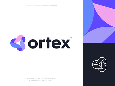 Ortex Logo Design abstract brand branding clever colorful elements film identity lines logo mark production simple smart symbol ui video vortex
