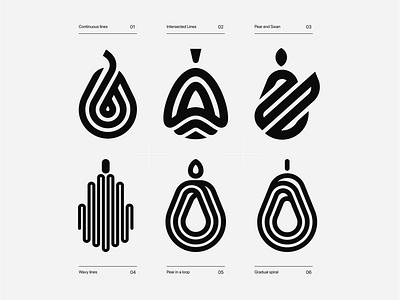 Pear Logo Designs abstract adobe best brand clever design fruit logo fruits identity lines logo logos logoset mark pearl pears sketches smart symbol versions