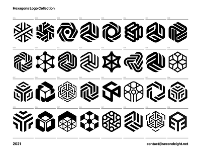 Hexagons Logo Collection abstract best bold brand branding collection concepts design graphic design hexagon identity lines logo mark moving simple symbol