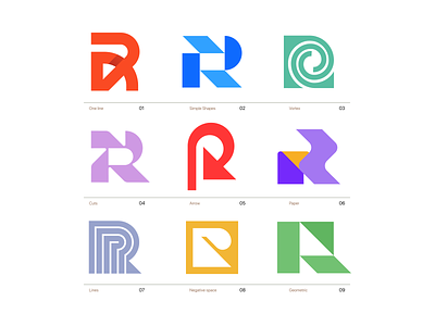 R Logo Concepts abstract best brand branding design identity initial letter lines logo mark r simple strong symbol