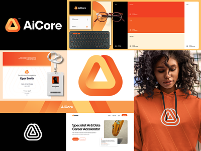 AiCore Logo Design & Brand Identity best brand branding colors cycle depth design icon identity lines logo loop mark modern orange shadow simple smart strong symbol