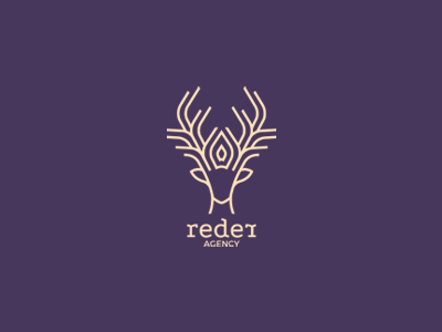 Reder big crown deer elegant horns logo reindeer