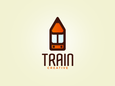 Train Creative V2 clever creative logo orange pen pencil train tunel