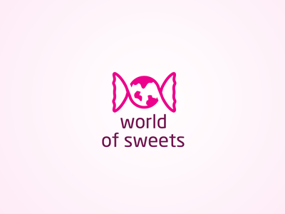 World of sweets candy identity logo planet simple sweet sweets world