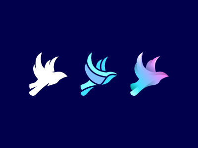 Bird animal bird brand flying gradient identity logo mark simple symbol versions
